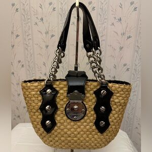 Michael Kors Woven & Leather Satchel
